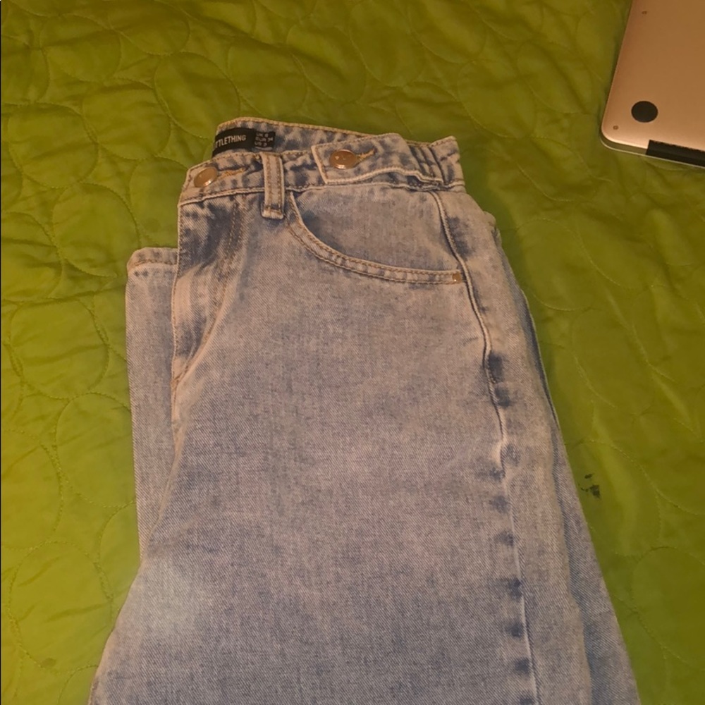 High waisted straight leg jeans